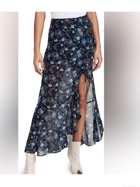 Free People Dresses & Skirts - Free People Femme Edge Blue Ink Sheer Floral Maxi Skirt